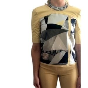 100% Real leather pants mustard golden yellow designer vintage pants high waist